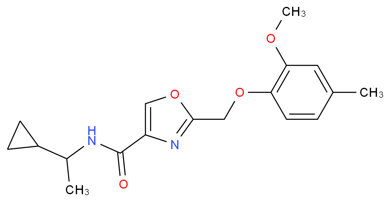 N-(1-cyclopropylethyl)-2-[(2-methoxy-4-methylphenoxy)methyl]-1,3-oxazole-4-carboxamide_Molecular_structure_CAS_)
