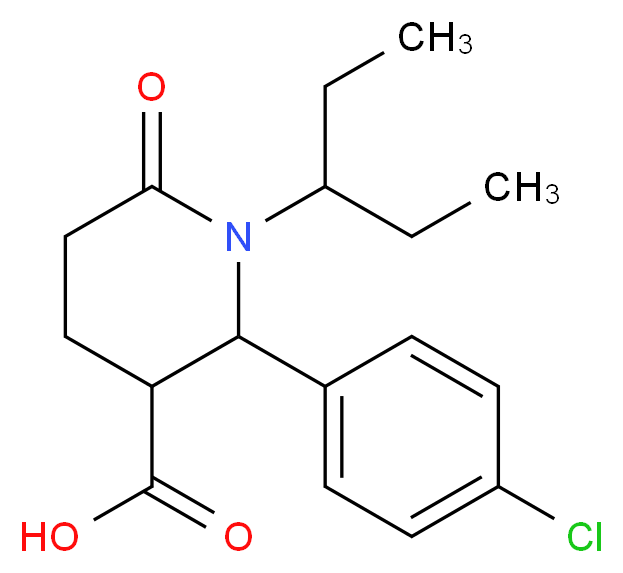 2-(4-Chlorophenyl)-1-(1-ethylpropyl)-6-oxo-3-piperidinecarboxylic acid_Molecular_structure_CAS_)