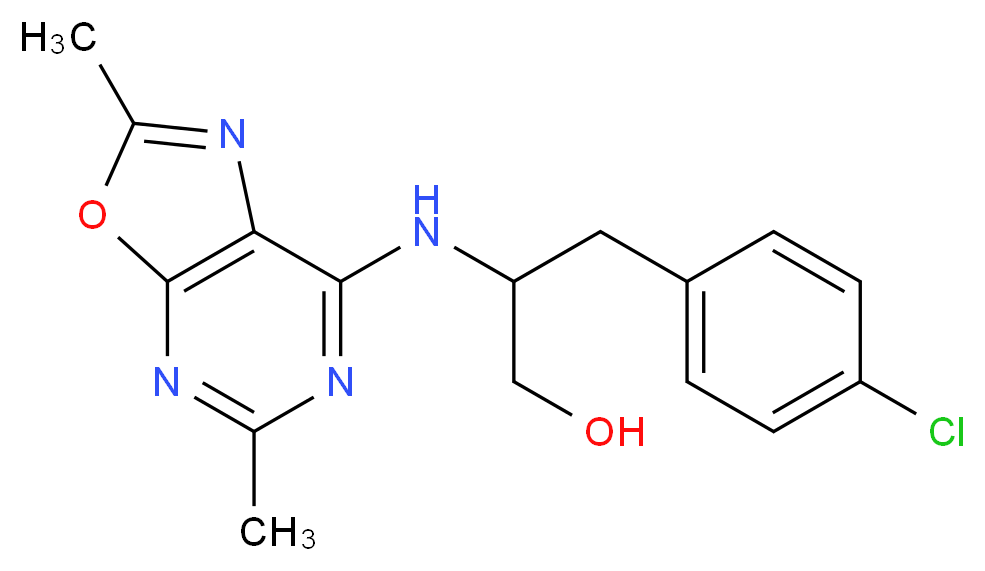 3-(4-chlorophenyl)-2-[(2,5-dimethyl[1,3]oxazolo[5,4-d]pyrimidin-7-yl)amino]propan-1-ol_Molecular_structure_CAS_)