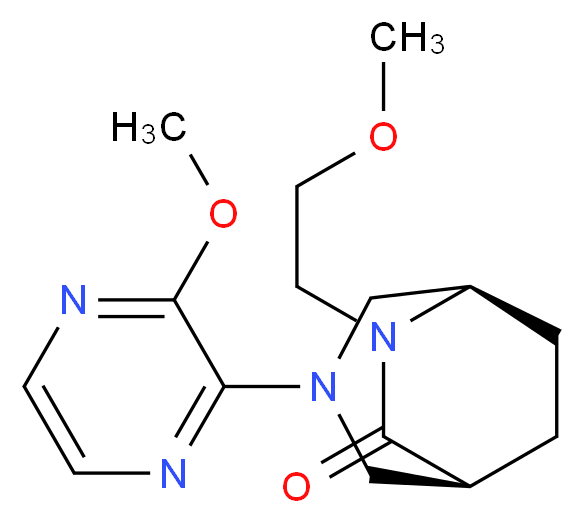 (1S*,5R*)-6-(2-methoxyethyl)-3-(3-methoxy-2-pyrazinyl)-3,6-diazabicyclo[3.2.2]nonan-7-one_Molecular_structure_CAS_)