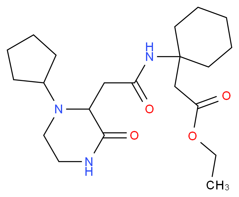 ethyl (1-{[(1-cyclopentyl-3-oxo-2-piperazinyl)acetyl]amino}cyclohexyl)acetate_Molecular_structure_CAS_)