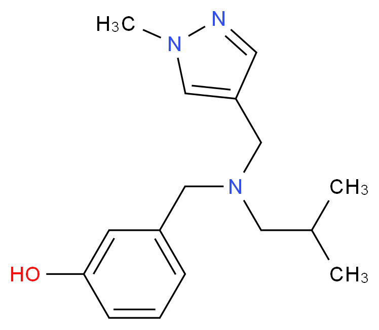 3-({isobutyl[(1-methyl-1H-pyrazol-4-yl)methyl]amino}methyl)phenol_Molecular_structure_CAS_)