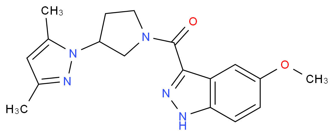 3-{[3-(3,5-dimethyl-1H-pyrazol-1-yl)-1-pyrrolidinyl]carbonyl}-5-methoxy-1H-indazole_Molecular_structure_CAS_)