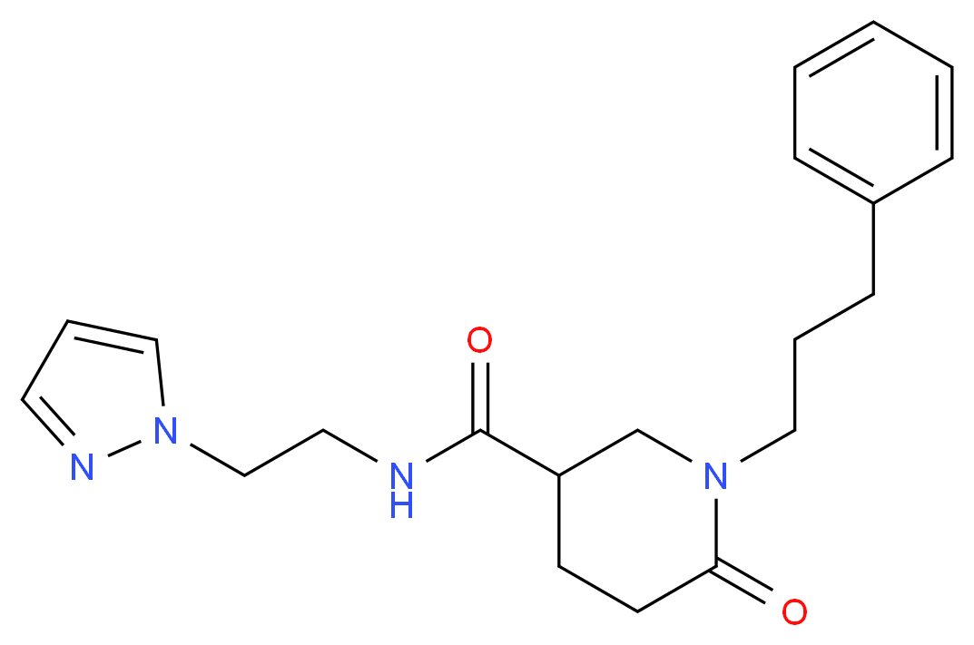 6-oxo-1-(3-phenylpropyl)-N-[2-(1H-pyrazol-1-yl)ethyl]-3-piperidinecarboxamide_Molecular_structure_CAS_)