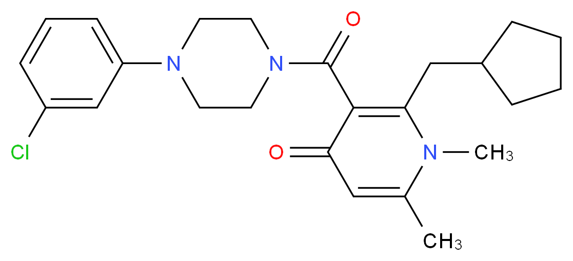 3-{[4-(3-chlorophenyl)-1-piperazinyl]carbonyl}-2-(cyclopentylmethyl)-1,6-dimethyl-4(1H)-pyridinone_Molecular_structure_CAS_)