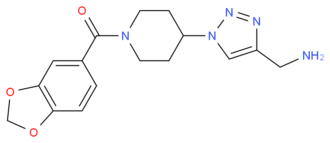 ({1-[1-(1,3-benzodioxol-5-ylcarbonyl)piperidin-4-yl]-1H-1,2,3-triazol-4-yl}methyl)amine_Molecular_structure_CAS_)