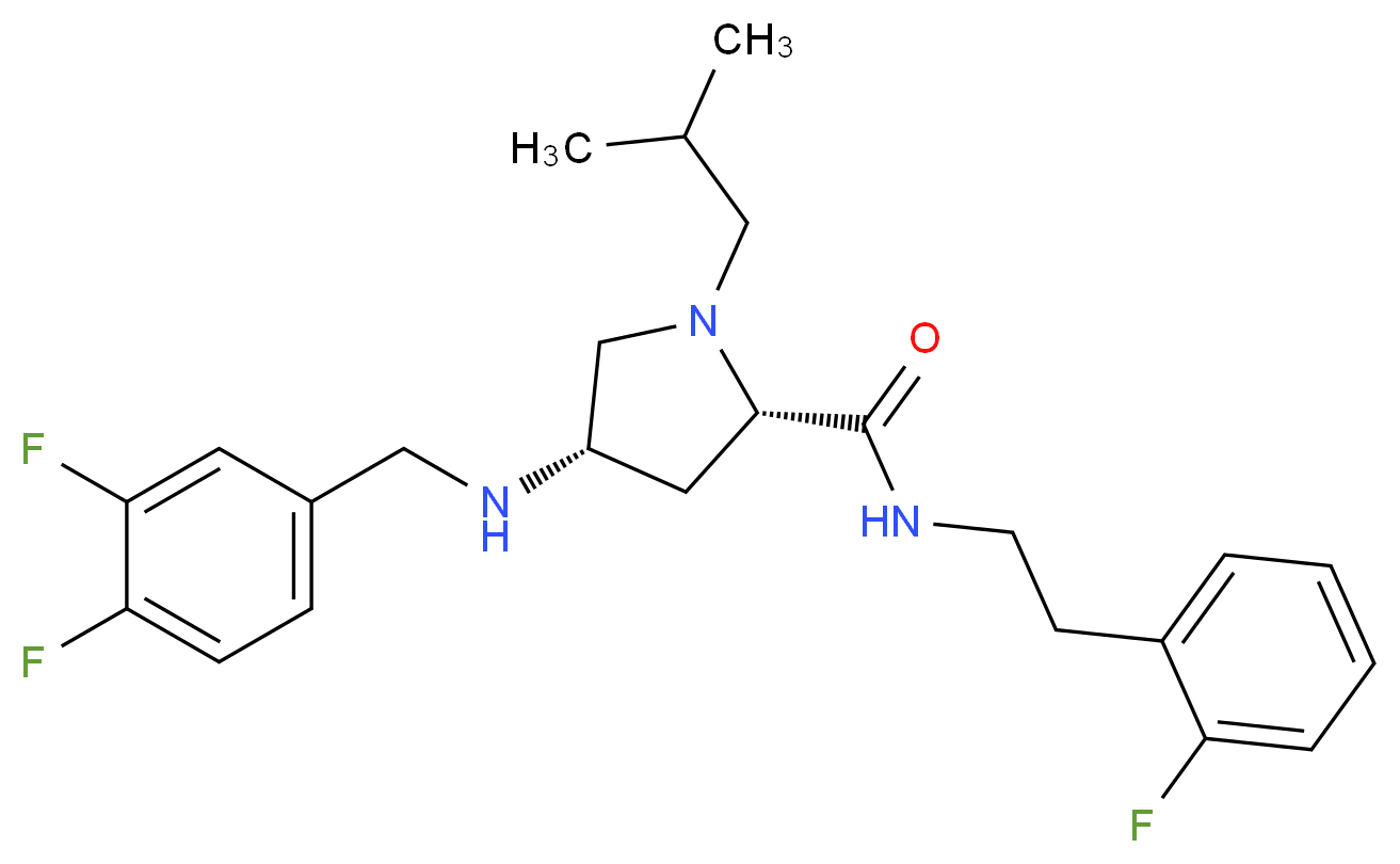 (4S)-4-[(3,4-difluorobenzyl)amino]-N-[2-(2-fluorophenyl)ethyl]-1-isobutyl-L-prolinamide_Molecular_structure_CAS_)