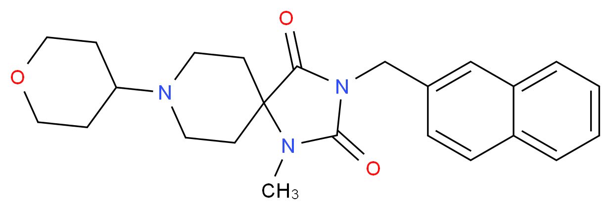 1-methyl-3-(2-naphthylmethyl)-8-(tetrahydro-2H-pyran-4-yl)-1,3,8-triazaspiro[4.5]decane-2,4-dione_Molecular_structure_CAS_)