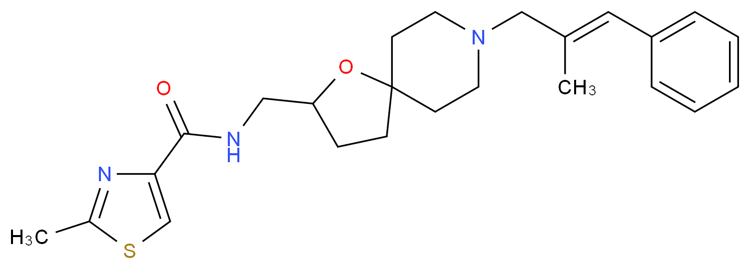 2-methyl-N-({8-[(2E)-2-methyl-3-phenyl-2-propen-1-yl]-1-oxa-8-azaspiro[4.5]dec-2-yl}methyl)-1,3-thiazole-4-carboxamide_Molecular_structure_CAS_)