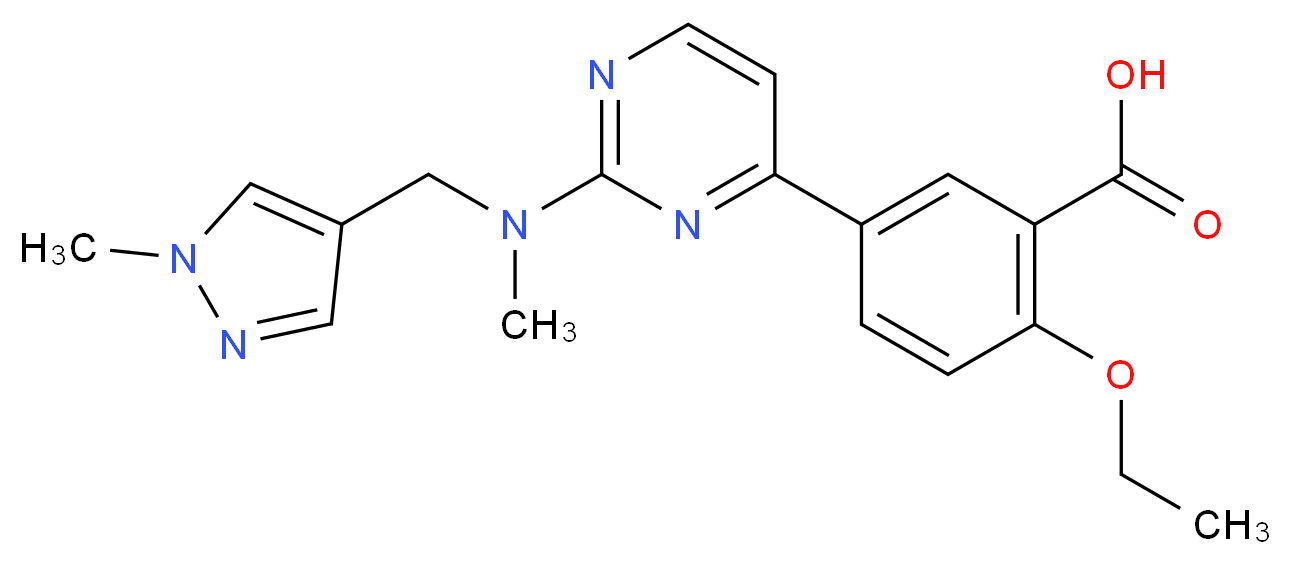 2-ethoxy-5-(2-{methyl[(1-methyl-1H-pyrazol-4-yl)methyl]amino}pyrimidin-4-yl)benzoic acid_Molecular_structure_CAS_)