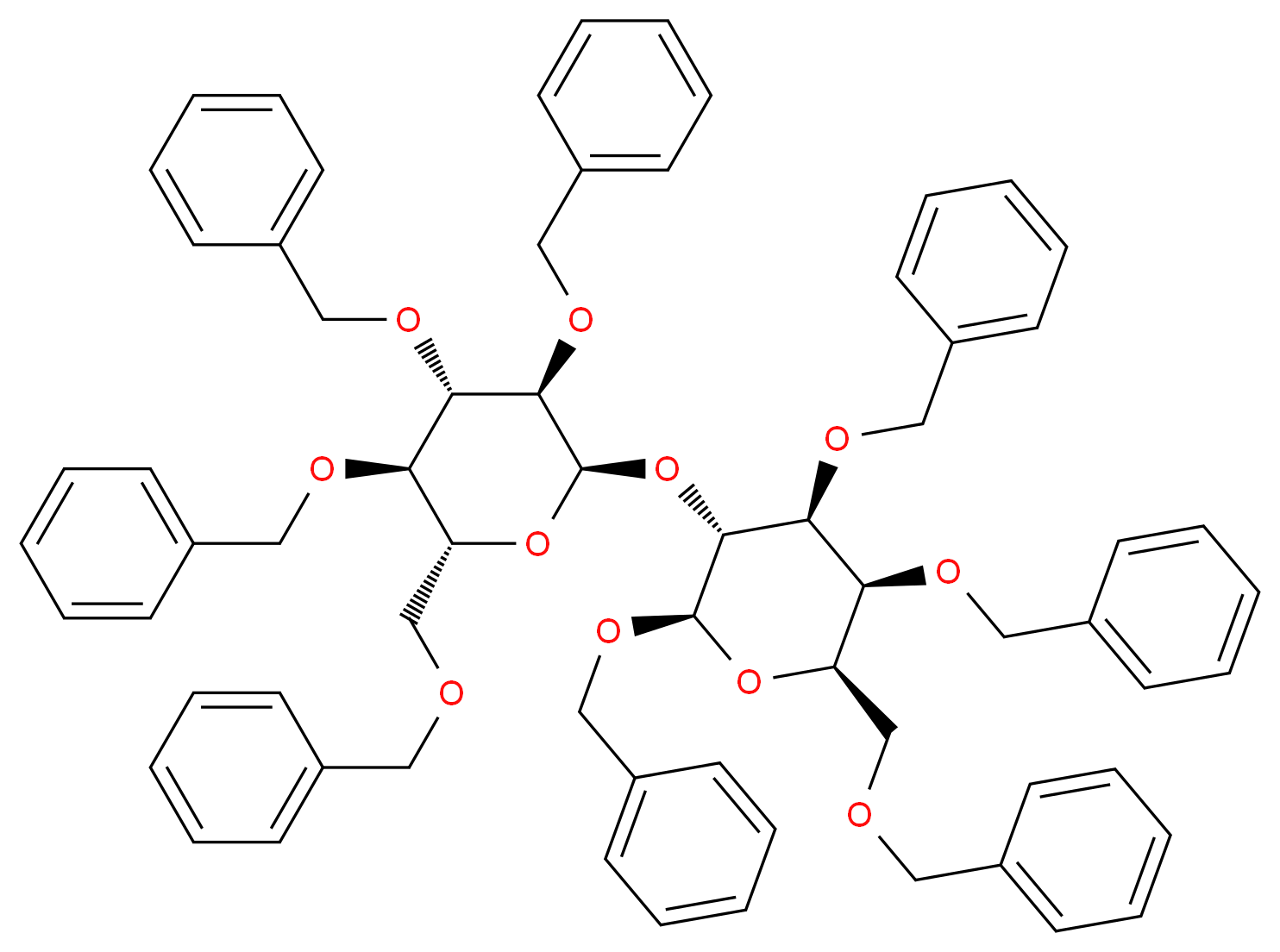 Benzyl 2-O-(2,3,4,6-tetra-O-benzyl-α-D-glucopyranosyl)- 3,4,6-tri-O-benzyl-β-D-galactopyranoside_Molecular_structure_CAS_64694-20-8)