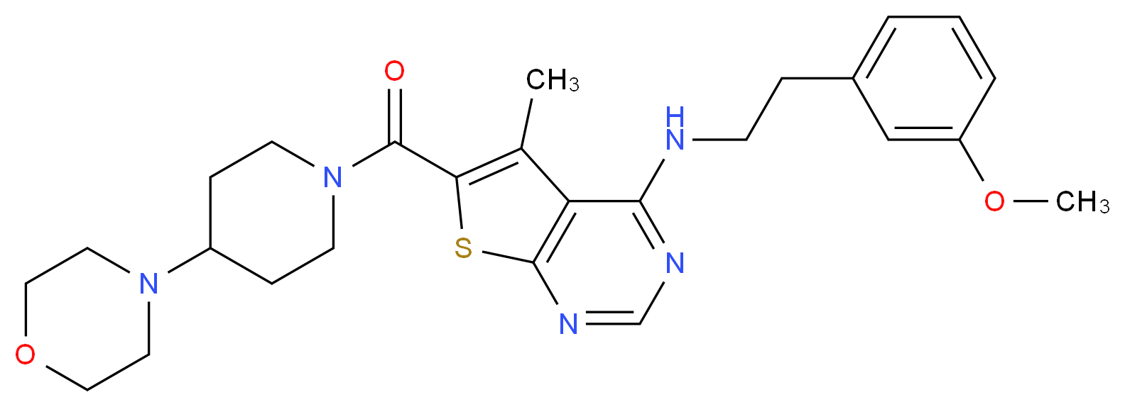 N-[2-(3-methoxyphenyl)ethyl]-5-methyl-6-{[4-(4-morpholinyl)-1-piperidinyl]carbonyl}thieno[2,3-d]pyrimidin-4-amine_Molecular_structure_CAS_)