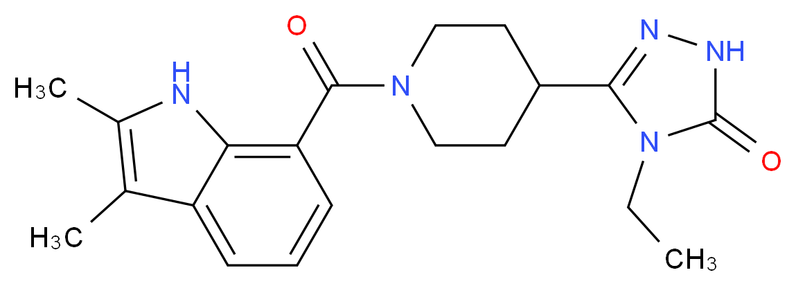 5-{1-[(2,3-dimethyl-1H-indol-7-yl)carbonyl]piperidin-4-yl}-4-ethyl-2,4-dihydro-3H-1,2,4-triazol-3-one_Molecular_structure_CAS_)