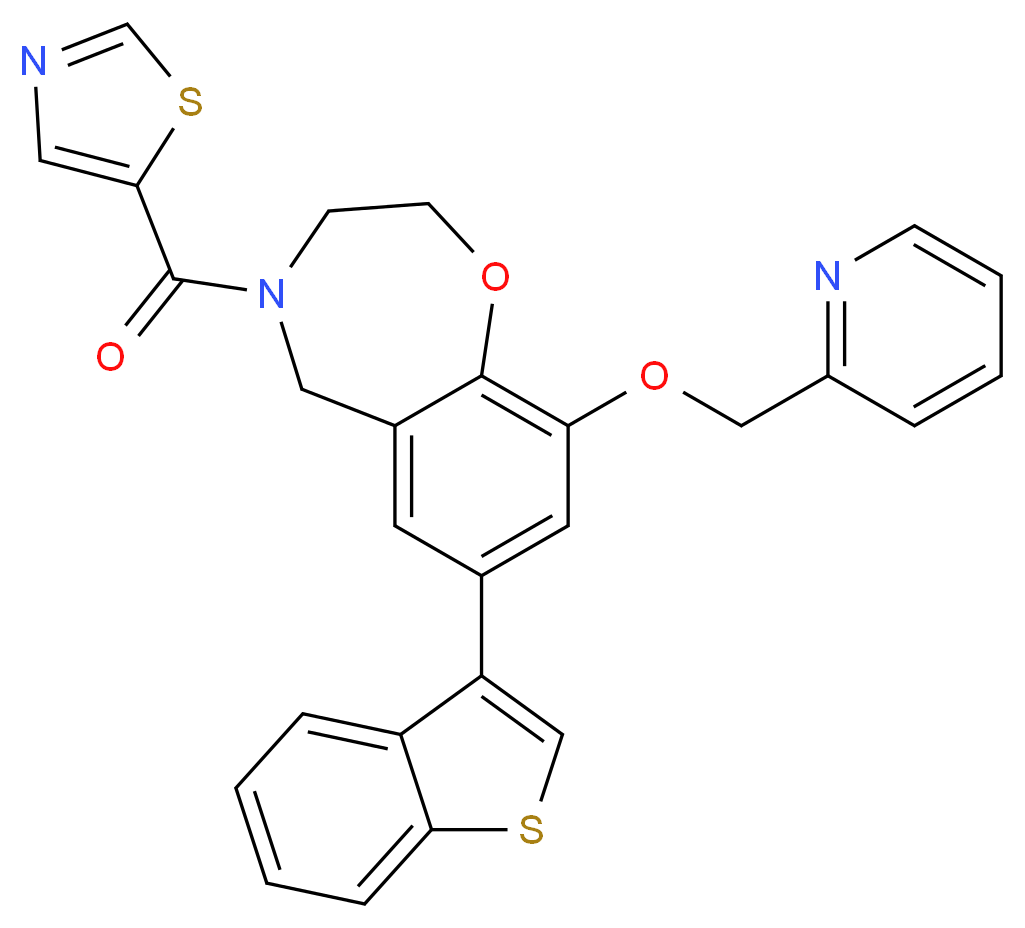 7-(1-benzothien-3-yl)-9-(2-pyridinylmethoxy)-4-(1,3-thiazol-5-ylcarbonyl)-2,3,4,5-tetrahydro-1,4-benzoxazepine_Molecular_structure_CAS_)