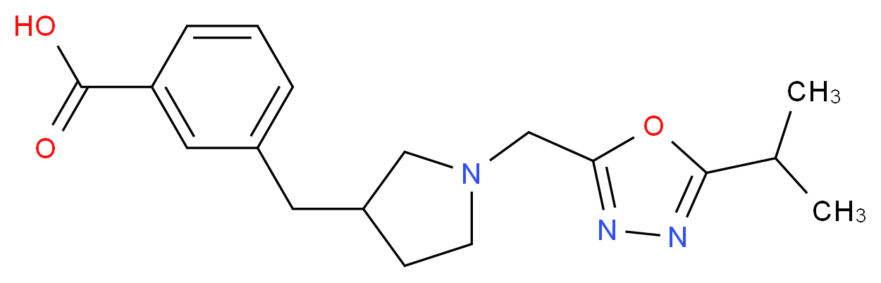 3-({1-[(5-isopropyl-1,3,4-oxadiazol-2-yl)methyl]-3-pyrrolidinyl}methyl)benzoic acid_Molecular_structure_CAS_)