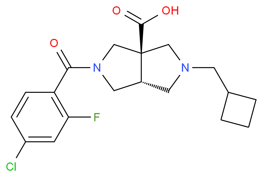 (3aR*,6aR*)-2-(4-chloro-2-fluorobenzoyl)-5-(cyclobutylmethyl)hexahydropyrrolo[3,4-c]pyrrole-3a(1H)-carboxylic acid_Molecular_structure_CAS_)