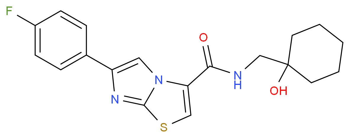 6-(4-fluorophenyl)-N-[(1-hydroxycyclohexyl)methyl]imidazo[2,1-b][1,3]thiazole-3-carboxamide_Molecular_structure_CAS_)