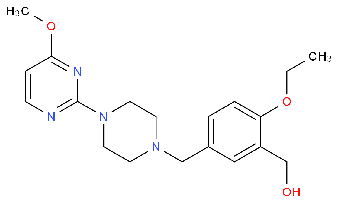 (2-ethoxy-5-{[4-(4-methoxypyrimidin-2-yl)piperazin-1-yl]methyl}phenyl)methanol_Molecular_structure_CAS_)