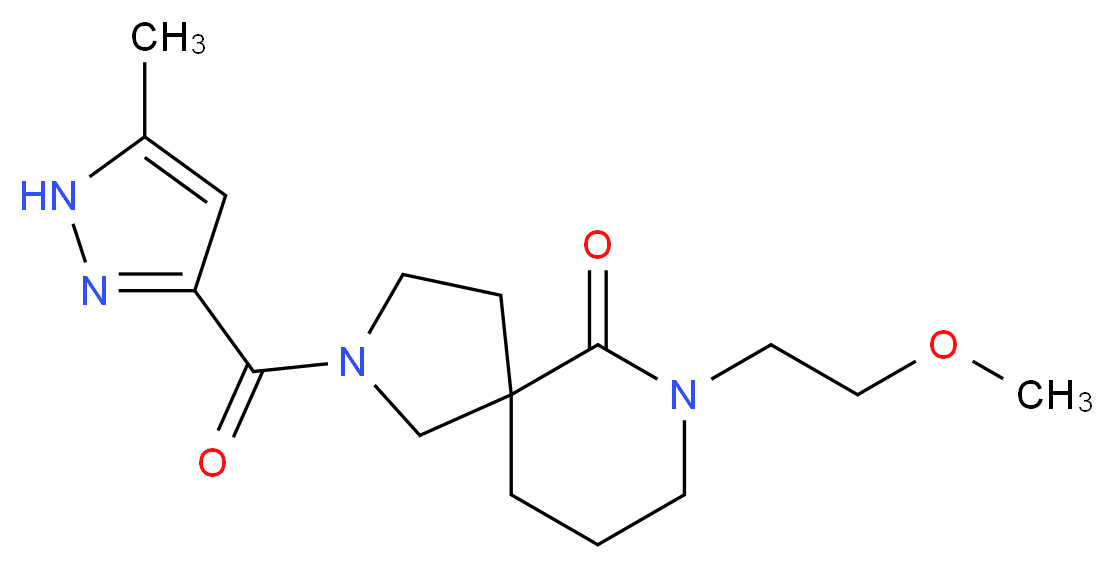 7-(2-methoxyethyl)-2-[(5-methyl-1H-pyrazol-3-yl)carbonyl]-2,7-diazaspiro[4.5]decan-6-one_Molecular_structure_CAS_)