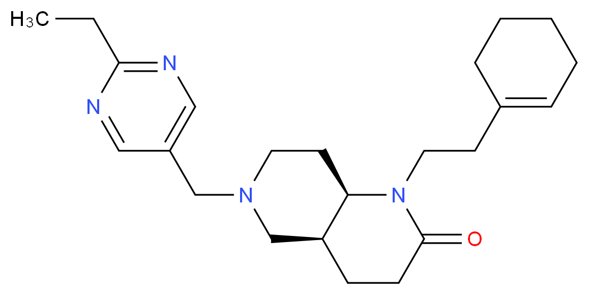 (4aS*,8aR*)-1-(2-cyclohex-1-en-1-ylethyl)-6-[(2-ethylpyrimidin-5-yl)methyl]octahydro-1,6-naphthyridin-2(1H)-one_Molecular_structure_CAS_)