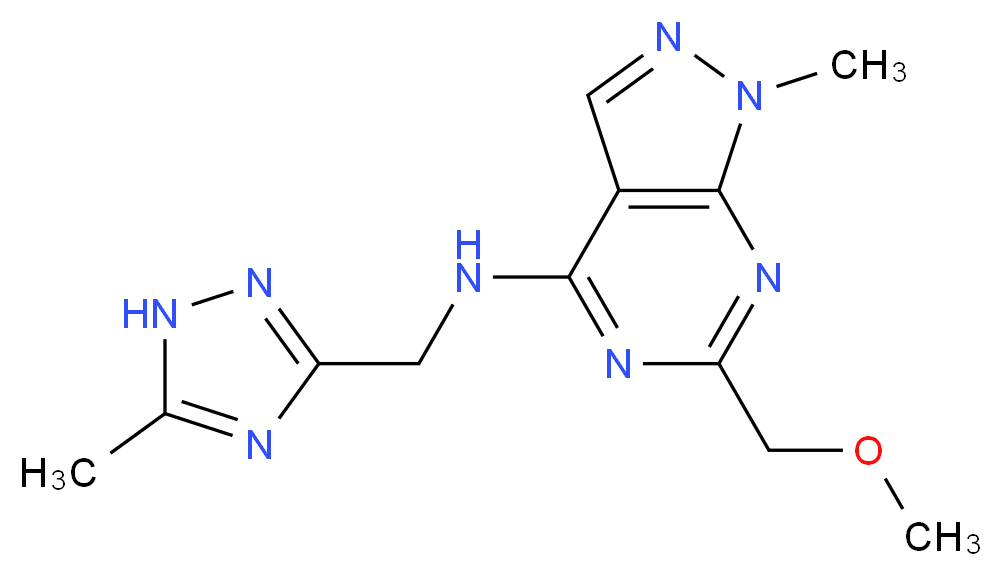 6-(methoxymethyl)-1-methyl-N-[(5-methyl-1H-1,2,4-triazol-3-yl)methyl]-1H-pyrazolo[3,4-d]pyrimidin-4-amine_Molecular_structure_CAS_)