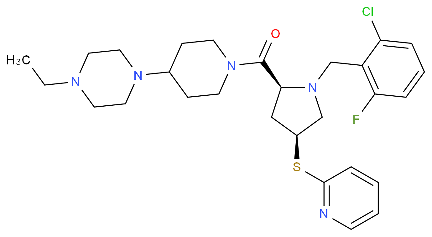 1-{1-[(4S)-1-(2-chloro-6-fluorobenzyl)-4-(2-pyridinylthio)-L-prolyl]-4-piperidinyl}-4-ethylpiperazine_Molecular_structure_CAS_)