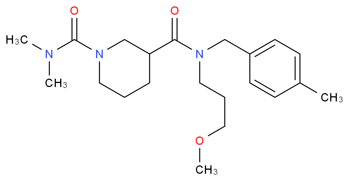 N~3~-(3-methoxypropyl)-N~1~,N~1~-dimethyl-N~3~-(4-methylbenzyl)-1,3-piperidinedicarboxamide_Molecular_structure_CAS_)