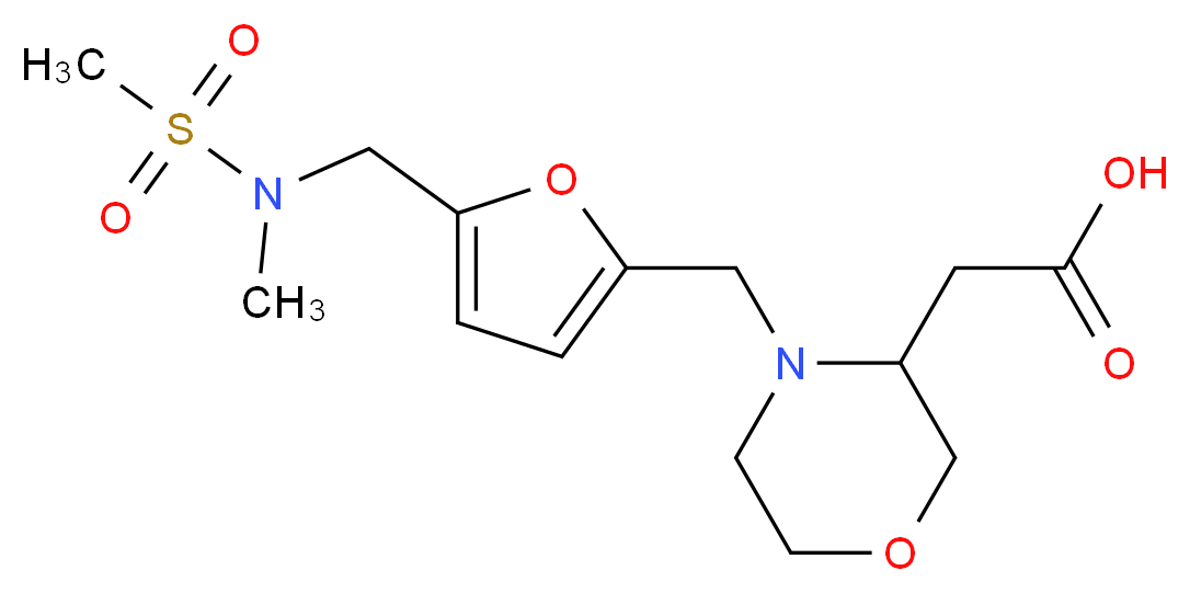 {4-[(5-{[methyl(methylsulfonyl)amino]methyl}-2-furyl)methyl]-3-morpholinyl}acetic acid_Molecular_structure_CAS_)