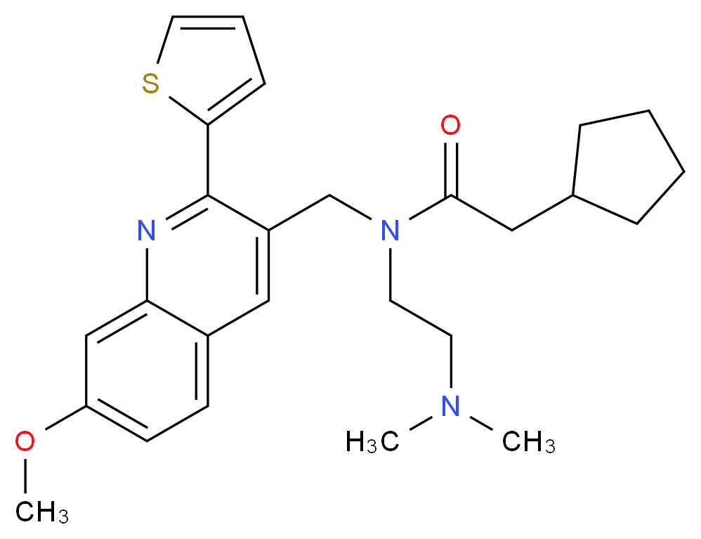 2-cyclopentyl-N-[2-(dimethylamino)ethyl]-N-{[7-methoxy-2-(2-thienyl)-3-quinolinyl]methyl}acetamide_Molecular_structure_CAS_)