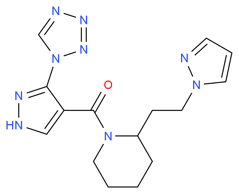 2-[2-(1H-pyrazol-1-yl)ethyl]-1-{[3-(1H-tetrazol-1-yl)-1H-pyrazol-4-yl]carbonyl}piperidine_Molecular_structure_CAS_)