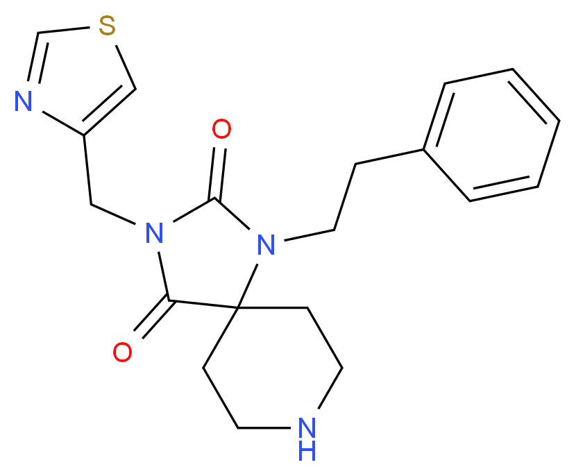 1-(2-phenylethyl)-3-(1,3-thiazol-4-ylmethyl)-1,3,8-triazaspiro[4.5]decane-2,4-dione_Molecular_structure_CAS_)
