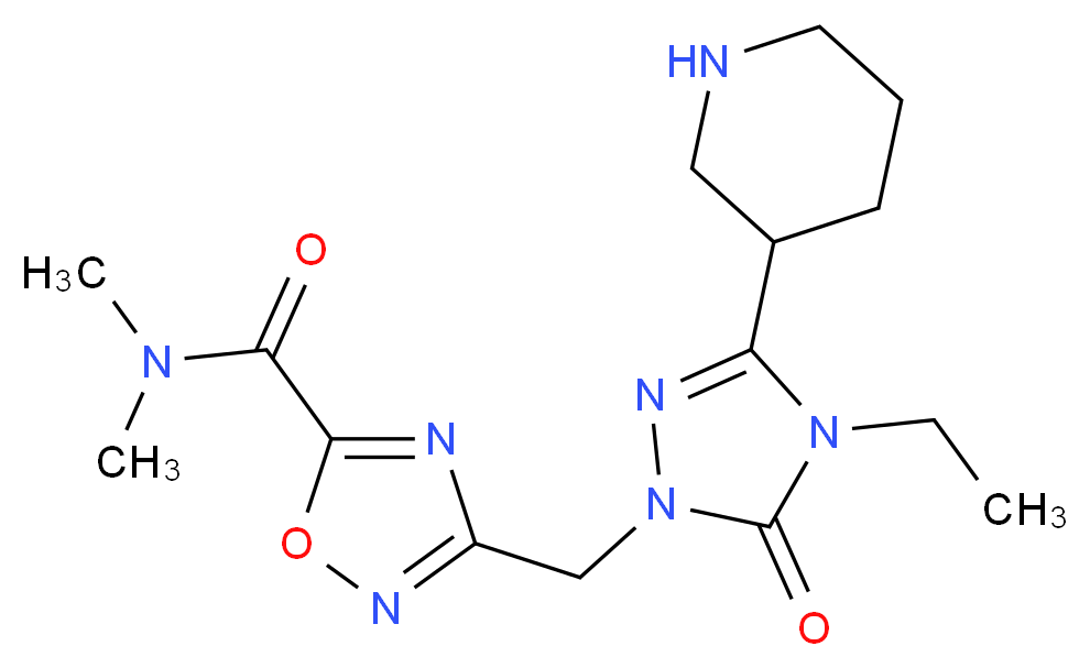 3-[(4-ethyl-5-oxo-3-piperidin-3-yl-4,5-dihydro-1H-1,2,4-triazol-1-yl)methyl]-N,N-dimethyl-1,2,4-oxadiazole-5-carboxamide_Molecular_structure_CAS_)