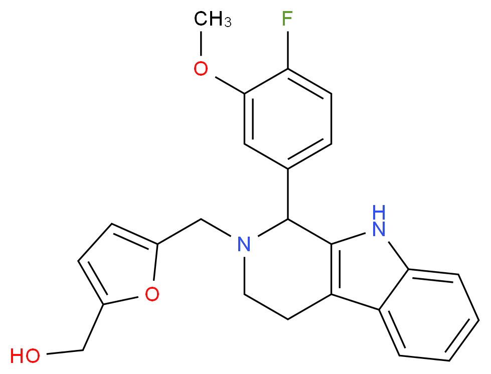 (5-{[1-(4-fluoro-3-methoxyphenyl)-1,3,4,9-tetrahydro-2H-beta-carbolin-2-yl]methyl}-2-furyl)methanol_Molecular_structure_CAS_)