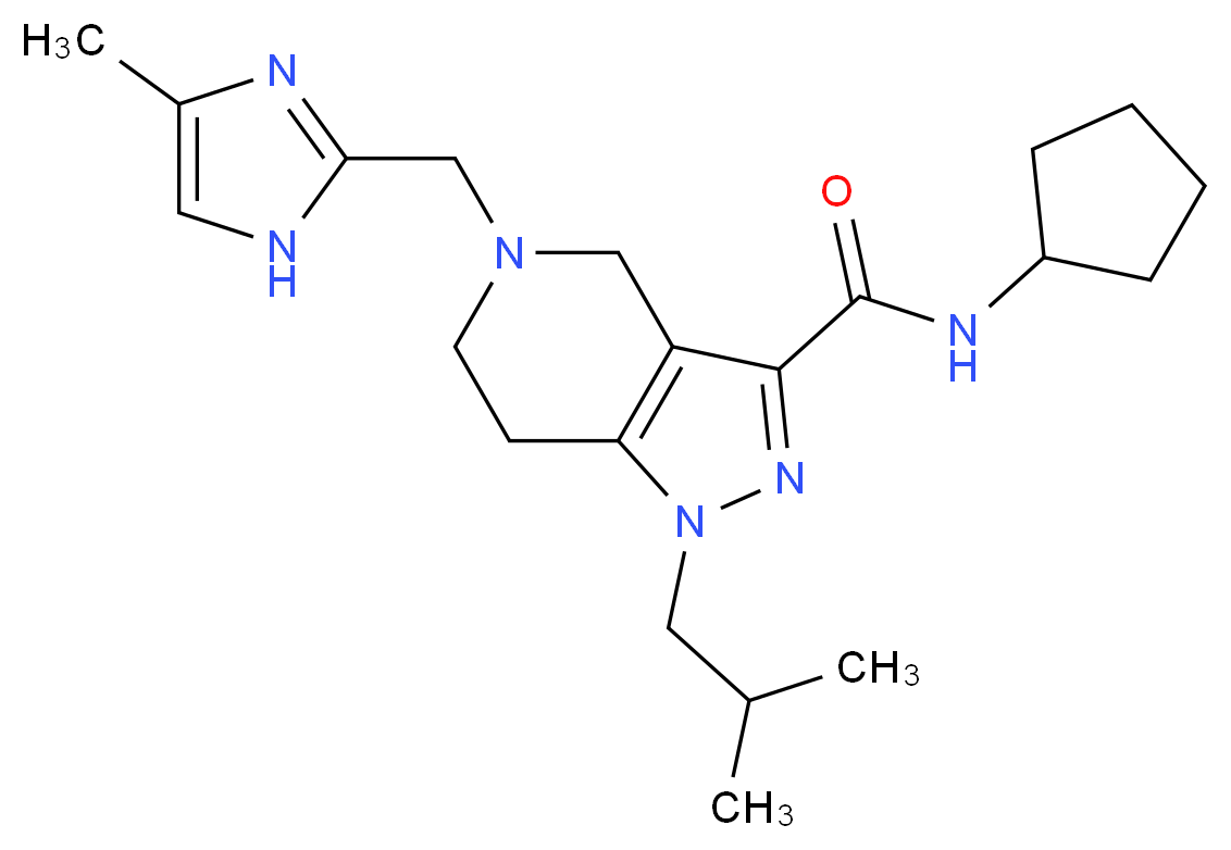 N-cyclopentyl-1-isobutyl-5-[(4-methyl-1H-imidazol-2-yl)methyl]-4,5,6,7-tetrahydro-1H-pyrazolo[4,3-c]pyridine-3-carboxamide_Molecular_structure_CAS_)