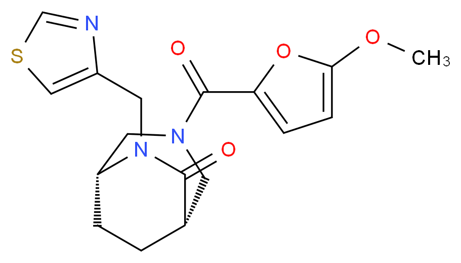 (1S*,5R*)-3-(5-methoxy-2-furoyl)-6-(1,3-thiazol-4-ylmethyl)-3,6-diazabicyclo[3.2.2]nonan-7-one_Molecular_structure_CAS_)