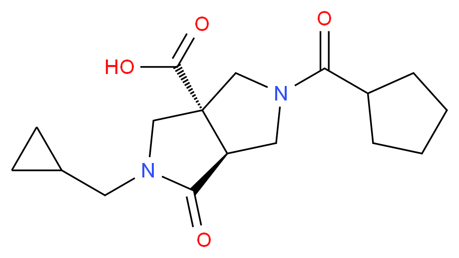 (3aS*,6aS*)-5-(cyclopentylcarbonyl)-2-(cyclopropylmethyl)-1-oxohexahydropyrrolo[3,4-c]pyrrole-3a(1H)-carboxylic acid_Molecular_structure_CAS_)