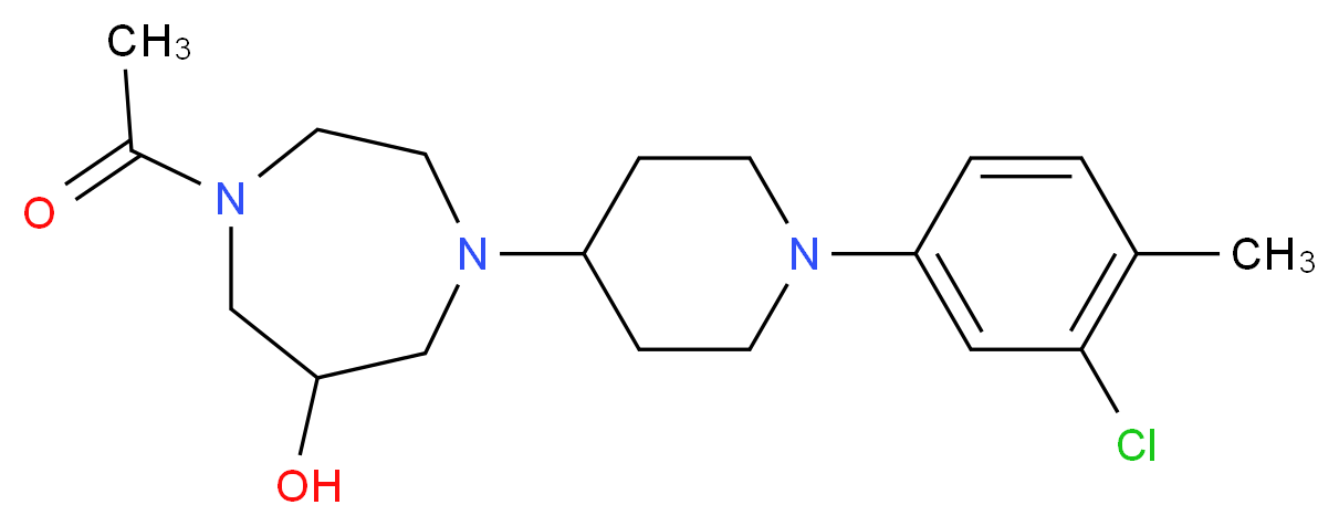 1-acetyl-4-[1-(3-chloro-4-methylphenyl)-4-piperidinyl]-1,4-diazepan-6-ol_Molecular_structure_CAS_)