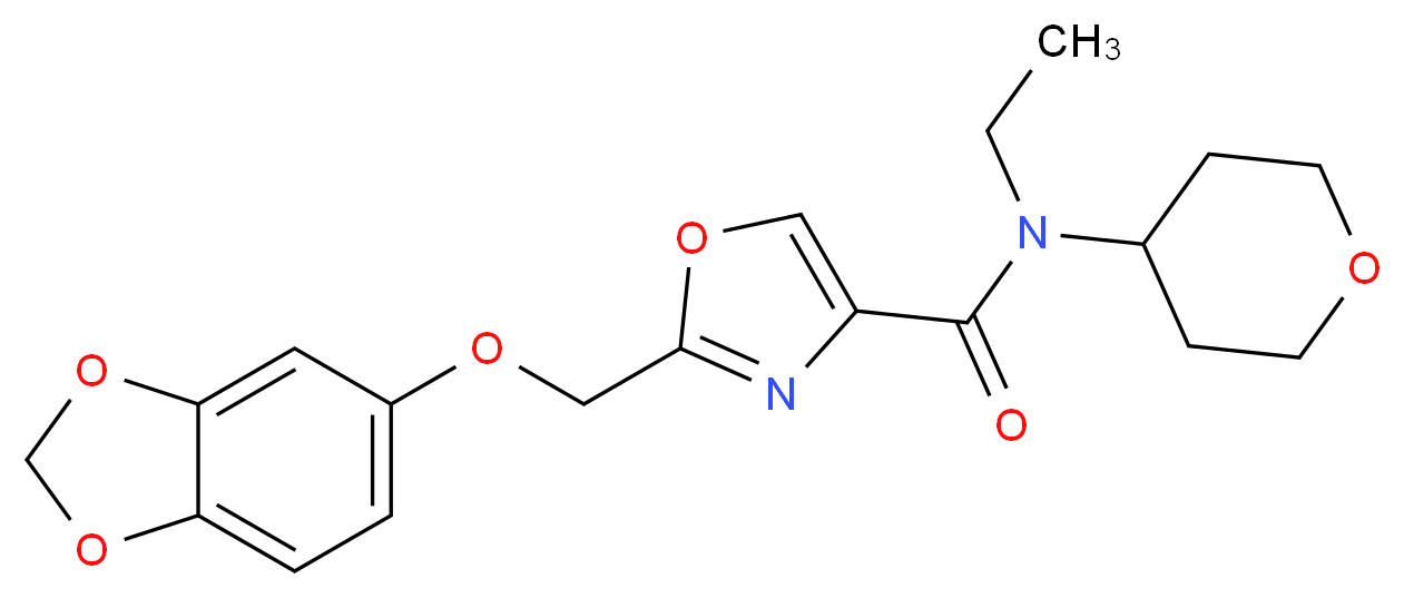 2-[(1,3-benzodioxol-5-yloxy)methyl]-N-ethyl-N-(tetrahydro-2H-pyran-4-yl)-1,3-oxazole-4-carboxamide_Molecular_structure_CAS_)