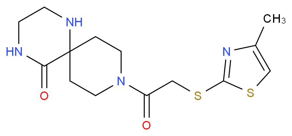9-{[(4-methyl-1,3-thiazol-2-yl)thio]acetyl}-1,4,9-triazaspiro[5.5]undecan-5-one_Molecular_structure_CAS_)
