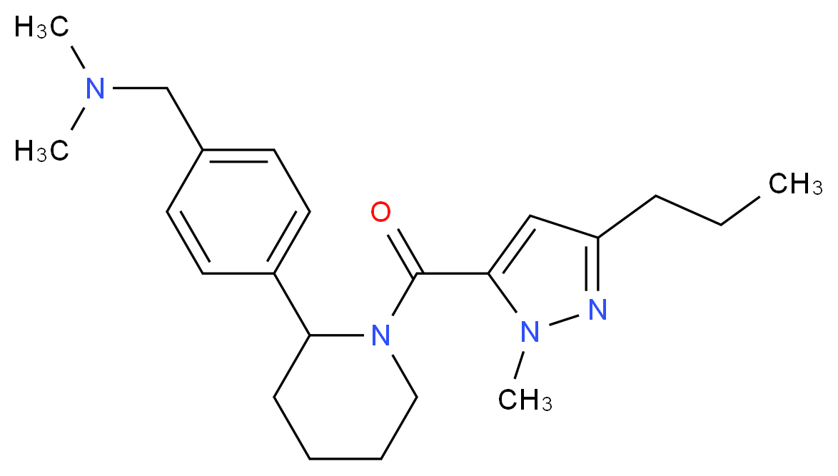 N,N-dimethyl-1-(4-{1-[(1-methyl-3-propyl-1H-pyrazol-5-yl)carbonyl]-2-piperidinyl}phenyl)methanamine_Molecular_structure_CAS_)