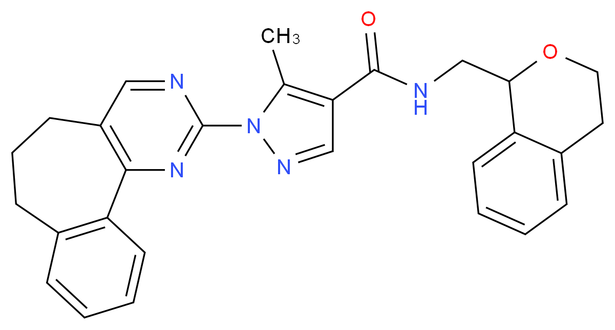 1-(6,7-dihydro-5H-benzo[6,7]cyclohepta[1,2-d]pyrimidin-2-yl)-N-(3,4-dihydro-1H-isochromen-1-ylmethyl)-5-methyl-1H-pyrazole-4-carboxamide_Molecular_structure_CAS_)