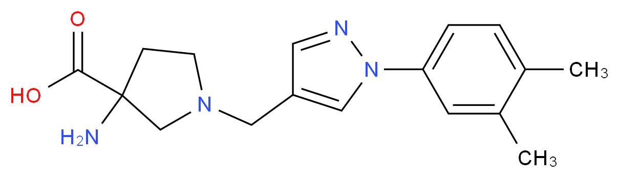 3-amino-1-{[1-(3,4-dimethylphenyl)-1H-pyrazol-4-yl]methyl}pyrrolidine-3-carboxylic acid_Molecular_structure_CAS_)