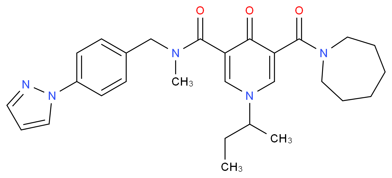 5-(1-azepanylcarbonyl)-1-sec-butyl-N-methyl-4-oxo-N-[4-(1H-pyrazol-1-yl)benzyl]-1,4-dihydro-3-pyridinecarboxamide_Molecular_structure_CAS_)
