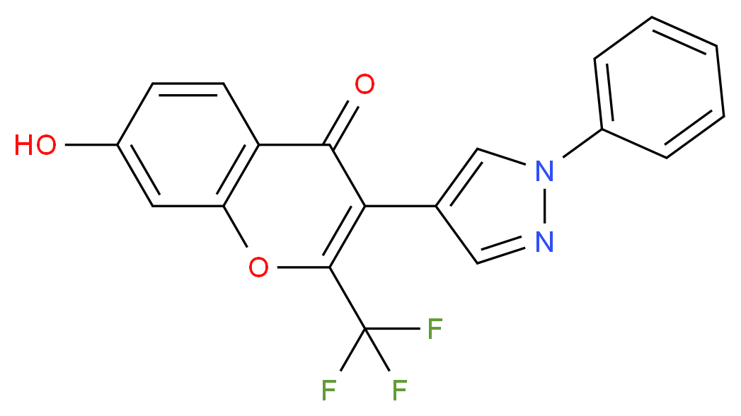 7-Hydroxy-3-(1-phenyl-1H-pyrazol-4-yl)-2-trifluoromethyl-chromen-4-one_Molecular_structure_CAS_51412-01-2)