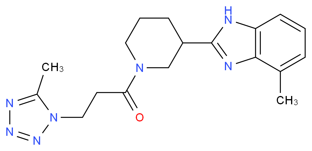 4-methyl-2-{1-[3-(5-methyl-1H-tetrazol-1-yl)propanoyl]-3-piperidinyl}-1H-benzimidazole_Molecular_structure_CAS_)