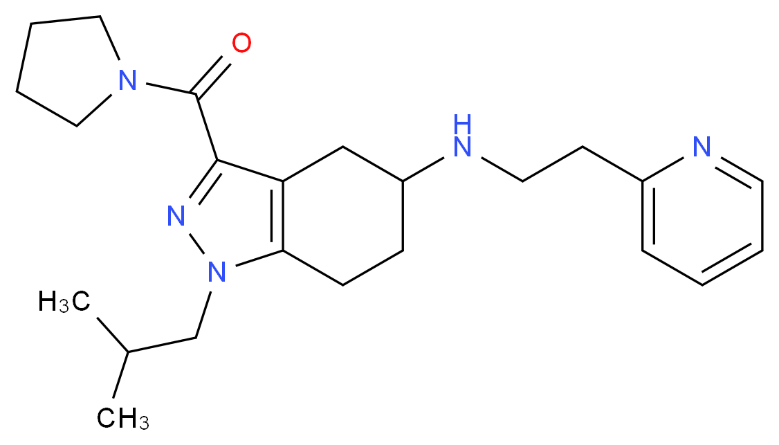 1-isobutyl-N-[2-(2-pyridinyl)ethyl]-3-(1-pyrrolidinylcarbonyl)-4,5,6,7-tetrahydro-1H-indazol-5-amine_Molecular_structure_CAS_)