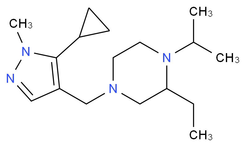 4-[(5-cyclopropyl-1-methyl-1H-pyrazol-4-yl)methyl]-2-ethyl-1-isopropylpiperazine_Molecular_structure_CAS_)