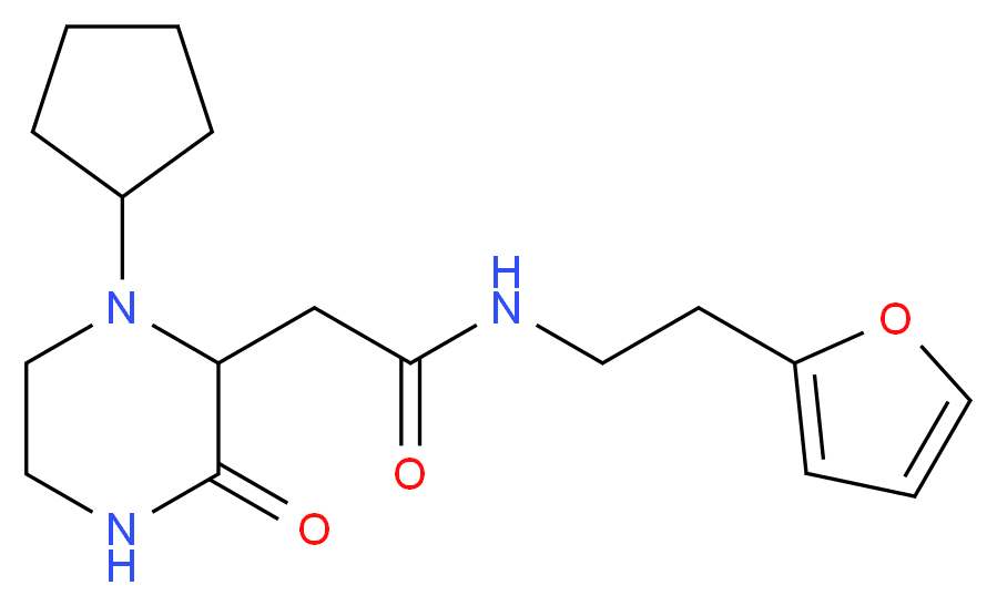 2-(1-cyclopentyl-3-oxo-2-piperazinyl)-N-[2-(2-furyl)ethyl]acetamide_Molecular_structure_CAS_)