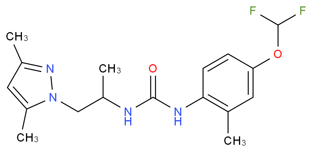 N-[4-(difluoromethoxy)-2-methylphenyl]-N'-[2-(3,5-dimethyl-1H-pyrazol-1-yl)-1-methylethyl]urea_Molecular_structure_CAS_)