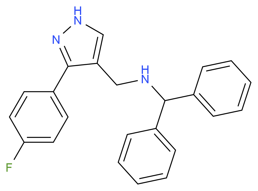 (diphenylmethyl){[3-(4-fluorophenyl)-1H-pyrazol-4-yl]methyl}amine_Molecular_structure_CAS_)